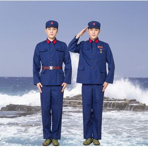 Vêtements de guerre du Vietnam de Chine Style ancien 1965 Vêtements bleu mer Uniforme de la marine chinoise Costumes militaires en Dacron Combinaisons spéciales de protection du travail
