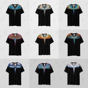 ChinaWtrends T-shirts Designer Mens T-shirt Fashion Tide Gradient Colorful Wings Co-Ed Black and White Feathers MB Tshirt