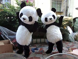 Costume de mascotte d'ours panda chinois costumes adultes déguisements fête d'anniversaire