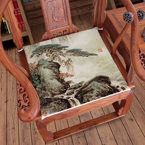 Personnalisé chinois imprimé paysage canapé chaises coussin de siège à manger chaise fauteuil sièges coussin coton lin maison bureau assis tapis