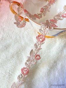 Produits chinois Yard 2.2 cm de large rose doré perlé broderie maille garniture pour robe de mariée frange col patchs Applique soutien-gorge décor dentelle R230807