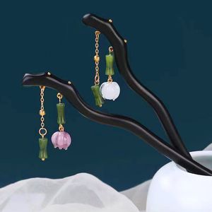 Style chinois bambou gland perle pendentif cheveux bâton rétro Hanfu en bois épingle à cheveux baguettes Clips femmes filles cheveux accessoires