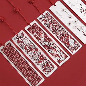 Signets de Style chinois créatif métal évider livre marque Tasse avec noeud rouge pour enfants étudiants cadeaux fournitures scolaires