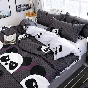 Style chinois dessin animé Panda motif ensemble de literie doublures de lit housse de couette drap taies d'oreiller couverture ensemble 4 pièces/ensemble 51 201021