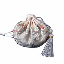 Style chinois vide Sachet sac à main pochette cordon femmes gland bijoux sac de rangement multicolore broderie tissu bijoux pochette x431 #
