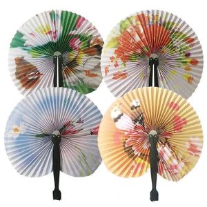 Style chinois Lotus portable pliant papier ventilateur décor asiatique pour la décoration de fête décoration de la maison mariage fête d'anniversaire cadeaux pour enfants fournitures de fête MJ0437