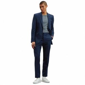 Trajes marrones de los hombres de la solapa de la muesca del estilo chino Venta caliente por encargo Dos colillas Guapo Fi Blazer casual 2 piezas flaco W2fd #