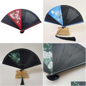 Produits de style chinois Produits de style chinois 18 cm couleur art artisanat éventail à main de haute qualité cadeaux pliants en bambou entier pour la fête de mariage Dhij1