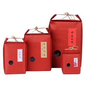 Envoltura de regalo de boda china Bolsa de papel de arroz rojo chino Embalaje de té bolsa de papel de cartón bodas bolsas de papel kraft Almacenamiento de alimentos Bolsas de embalaje de pie