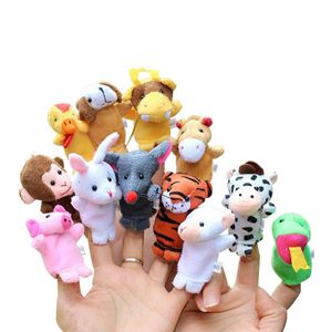 Zodiaque chinois 12pcslot animaux dessin animé biologique bébé doigt marionnette jouets en peluche poupées C40814027434