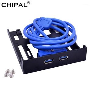 CHIPAL haute vitesse 20Pin 2 ports USB3.0 Hub USB 3.0 panneau avant câble adaptateur support en plastique pour PC de bureau 3.5 pouces disquette Bay1