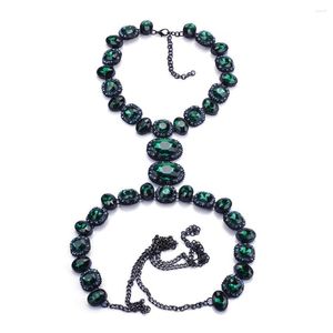 Ras du cou 2023 mode vert gris cristal strass déclaration grand collier collier pour les femmes ethnique grand bavoir