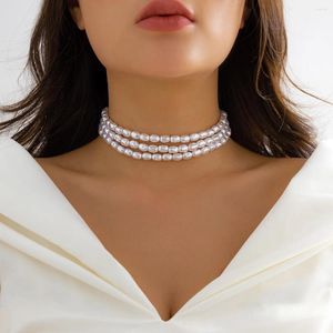 Choker Ailodo Imitation multicouche Imitation Baroque Pearl Chain Collier For Women Elegant Party Wedding Fashion Jewelry Girls Gift