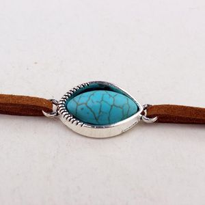 Gargantilla Bohemia, cadena de cuerda para mujer, collar corto de piedra azul ovalada gótica Vintage, accesorios góticos para el cuello, regalos de joyería VGN130