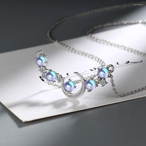 Tour de cou créatif coréen pierre de lune clavicule chaîne pour les femmes fête anniversaire cadeau lune étoile cubique Zircon bijoux