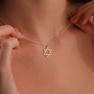 Ras du cou élégant étoile de David pendentif femmes en acier inoxydable judaïsme symbole collier Femme charme clavicule chaîne Israël bijoux cadeaux Ele