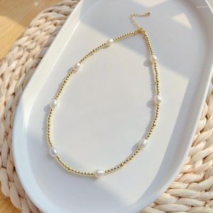 Collier ras du cou en perles de couleur or, fournisseur de bijoux, perles d'eau douce naturelles pour femmes, colliers, prix de gros