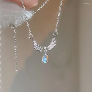 Collier ras du cou gothique féerique en cristal, pendentif aile d'ange ondulé, chaînes mignonnes Egirl, Collier Grunge Y2k, Coquette, bijoux pour femmes