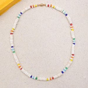 Tour de cou à la main charme collier court pierre naturelle perles colorées perlées 2022 été tendance accessoires bijoux en gros