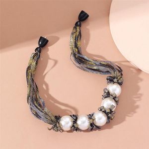 Ras du cou fait à la main femmes grosses perles collier Vintage déclaration pendentif corde ruban coloré bijoux cadeau