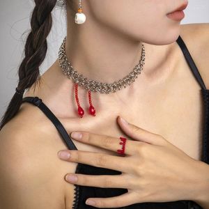 Gargantilla de hierro con cuentas de cristal de imitación cadenas de malla gargantillas collar joyería para mujer moda Simple Cool Party Bar regalo al por mayor