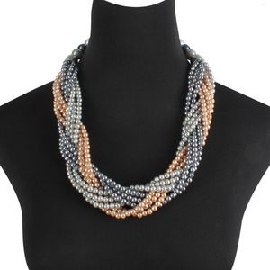 Choker Bijoux Collier de perles fait à la main Multicolore Chandail mixte Chaîne Multi couche Tricoté Perles Strand Femmes