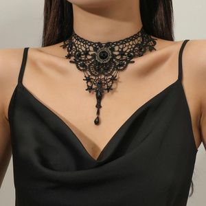 Choker Dentelle Pendentif Collier Chaîne Réglable Délicat Rétro Crochet Goth Style Foncé Fourniture De Bijoux