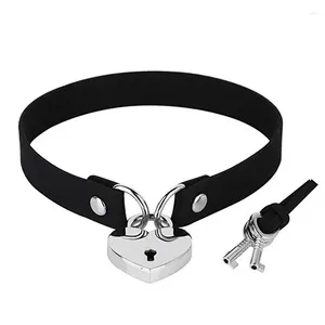 Choker Metall Lock Herz Halsketten Kragen Frauen PU Leder Schwarz Gothic Halskette auf Nacken Goth Schmuck Collier Femme