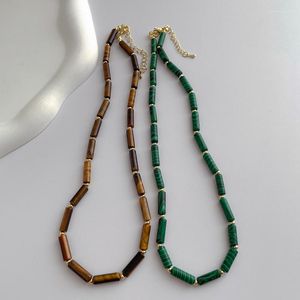 Gargantilla Minar étnica de piedra Natural, collar de cuentas verde turquesa para mujer, Collares de cadena de clavícula geométrica, Collares, joyería