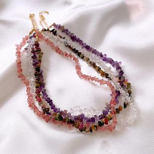 Ras du cou Minar tendance rose blanc violet multicolore irrégulier cristal brin colliers de perles pour les femmes en gros chaîne plaquée or