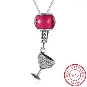 Collier ras du cou en verre de vin rouge pour femmes, ensemble de cristal en argent Sterling S925, Zircon, accessoires de bijoux à la mode, vente en gros