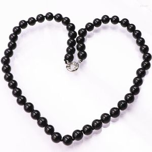 Tour de cou perles rondes brin chaîne courte collier pour femmes noir 8 10 12mm cuisson peinture verre laque perles colliers bijoux 18 
