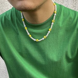 Gargantilla, collar de cuentas Similey, joyería coreana, collares de cadena con cuentas de perlas de imitación para mujeres y hombres, accesorios Emo de moda 2023