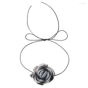 Choker Snow Yarn Flower Rose Aesthetic Collier Fashion Clavicle Chain For Women