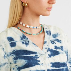 Tour de cou été bohème tour de cou rouge Semi-précieux Lapis Lazuli perles de corail vibrantes multi pierre collier de perles pour les femmes bijoux