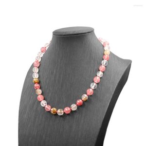 Gargantilla de moda Multi piedra de cristal collar llamativo sandía turmalina facetadas cuentas redondas collares cadena joyería 18 