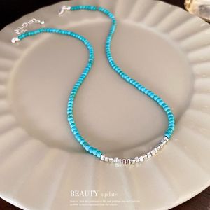Gargantilla Vintage Charm Beaded Necklace Trendy Square Beads Cadena de cuello para mujer Joyería exquisita Gargantillas clásicas