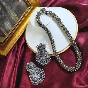 Gargantilla Vintage minimalista gris cristal tejido hebilla magnética collar para mujer niña regalo accesorios de joyería