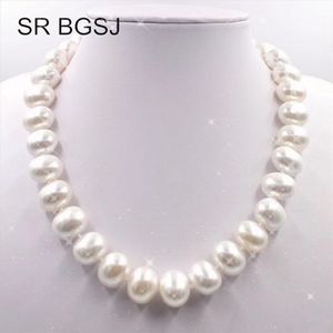 Sautoirs 15x12mm Blanc Immitation Perle Mer Du Sud Coquillage Oeuf Forme Perles Noeud GP Fermoir De Mode Indien Bijoux Collier 18 
