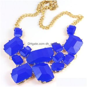 Colliers Colorf Déclaration Collier Nouvelle chaîne Chunky Candy Résine Géométrie Goutte Pendentifs Doré Bib Bijoux Pour Femmes Cadeaux Deli Dhgarden Dh5A9