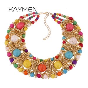 Sautoirs KAYMEN Imitation Turquoise Collier Collier pour Femmes Mode À La Main Perlé Bib Sautoirs Costume Bijoux Cocktail Party 230923