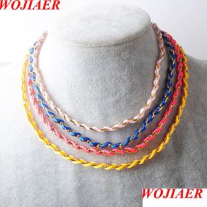 Sautoirs Simple Sautoirs Chaîne Bleu Rose Femmes Bijoux Collier Mode Tissé Coton Cordon Wrap Or Couleur Femelle Ami Cadeau Bdejewelry Dh0Zi