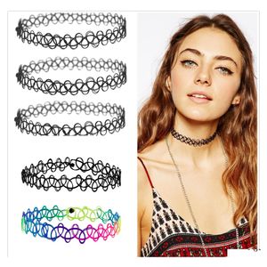 Colliers de tatouage extensible Collier ras du cou gothique punk grunge henné élastique 12 couleurs pour les femmes de la mode Drop Livraison Bijoux Colliers P Otk6I