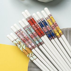 Palillos 5 unids/pack estilo japonés cerámica hogar antideslizante fácil de limpiar alta temperatura creativo familia público