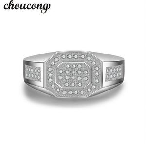 Choucong Antique hommes bague pavé ensemble 5A Zircon Cz 925 en argent Sterling mâle Bijoux Emgagement bague de mariage pour père cadeau