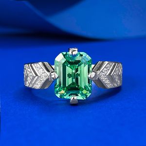 Choucong marque bagues de mariage originales bijoux de luxe réel 100% 925 argent Sterling 7*9 princesse coupe Tourmaline vert Moissanite fête éternité femmes bague de bande