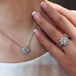 Choucong Brand Wedding Bijoux Ensembles bijoux de luxe 925 argent sterling rond coupé topaze topaze cz diamant gemmstones fêtard féminin de boucle d'oreille collier de fleur cadeau