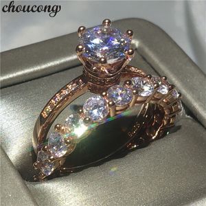 choucong infinity ring set Diamond Rose Gold Filled 925 silver Engagement Wedding Band Anneaux Pour Femmes Bijoux De Mariée