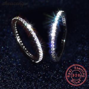 Choucong, anillo de boda de Plata de Ley 925 auténtica para mujer, engaste completo de pavé, anillos de compromiso de diamantes, accesorios nupciales