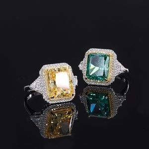 Choucong Unique Sparkling Wedding Rings Pure 100% 925 Sterling Silver Real Moissanite Pave CZ Diamond Gemstones Emerald Party Eternity Mujeres Anillo de compromiso Regalo